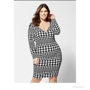 VERONICA HOUNDSTOOTH BODYCON DRESS